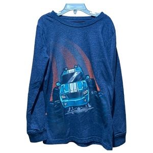 Carter’s Kid Blue Monster Truck Long Sleeve Shirt Size 10 or 10A